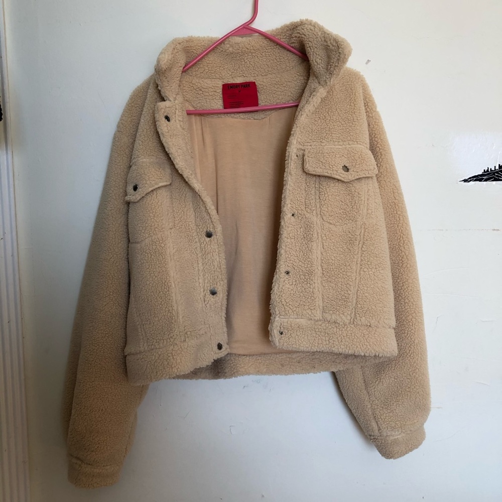 Sherpa cropped trucker jacket